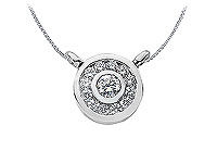Diamond Circle Pendant : 14K White Gold - 1.25 CT Diamonds