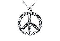Diamond Peace Symbol Pendant : 14K White Gold - 0.75 CT Diamonds