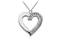 Diamond Heart Pendant : 14K White Gold - 0.50 CT Diamonds