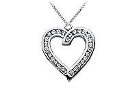 Diamond Heart Pendant : 14K White Gold - 1.00 CT Diamonds