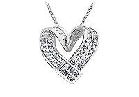 Diamond Heart Pendant : 14K White Gold - 1.00 CT Diamonds