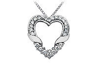 Diamond Heart Pendant : 14K White Gold - 0.65 CT Diamonds