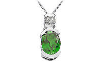 Emerald and Diamond Pendant : 14K White Gold - 1.50 CT TGW