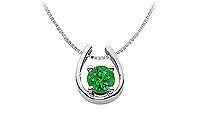 Emerald Horseshoe Pendant : 14K White Gold - 1.00 CT TGW