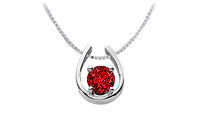 Ruby Horseshoe Pendant : 14K White Gold - 1.00 CT TGW