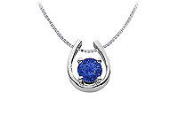 Sapphire Horseshoe Pendant : 14K White Gold - 1.00 CT TGW