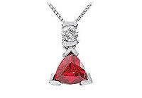 Ruby and Diamond Pendant : 14K White Gold - 1.25 CT TGW