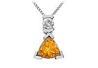 Citrine and Diamond Pendant : 14K White Gold - 1.25 CT TGW