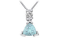 Aquamarine and Diamond Pendant : 14K White Gold - 1.25 CT TGW