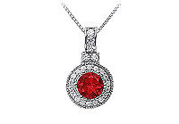 Ruby and Diamond Pendant : 14K White Gold - 1.50 CT TGW
