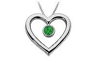 Emerald Heart Pendant : 14K White Gold - 0.50 CT TGW
