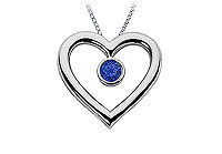 Sapphire Heart Pendant : 14K White Gold - 0.50 CT TGW