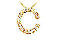 Classic C Initial Diamond Pendant : 14K Yellow Gold - 0.30 CT Diamonds