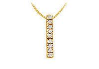 Classic I Initial Diamond Pendant : 14K Yellow Gold - 0.15 CT Diamonds