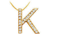 Classic K Initial Diamond Pendant : 14K Yellow Gold - 0.35 CT Diamonds