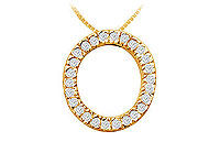 Classic O Initial Diamond Pendant : 14K Yellow Gold - 0.40 CT Diamonds