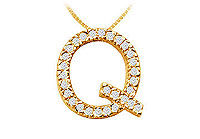 Classic Q Initial Diamond Pendant : 14K Yellow Gold - 0.45 CT Diamonds