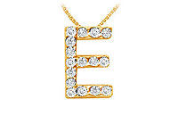 Classic E Initial Diamond Pendant : 14K Yellow Gold - 0.15 CT Diamonds