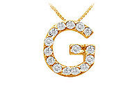 Classic G Initial Diamond Pendant : 14K Yellow Gold - 0.15 CT Diamonds