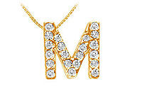 Classic M Initial Diamond Pendant : 14K Yellow Gold - 0.25 CT Diamonds