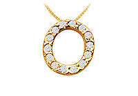Classic O Initial Diamond Pendant : 14K Yellow Gold - 0.15 CT Diamonds