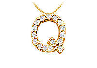 Classic Q Initial Diamond Pendant : 14K Yellow Gold - 0.15 CT Diamonds