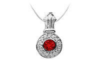 Ruby and Diamond Pendant : 14K White Gold - 1.35 CT TGW