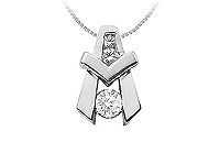 Diamond A Pendant : 14K White Gold - 0.90 CT Diamonds