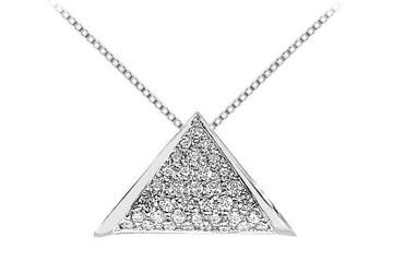Diamond Triangle Pendant : 14K White Gold - 0.75 CT Diamonds