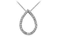 Drop Diamond Pendant : 14K White Gold - 0.50 CT Diamonds
