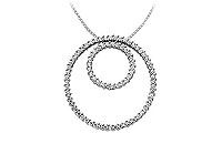 Diamond Circle Pendant : 14K White Gold - 1.25 CT Diamonds