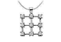 Diamond Square Pendant : 14K White Gold - 0.45 CT Diamonds