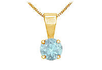 Aquamarine Solitaire Pendant : 14K Yellow Gold - 1.00 CT TGW