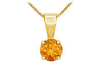 Citrine Solitaire Pendant : 14K Yellow Gold - 1.00 CT TGW
