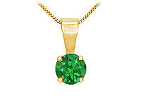 Emerald Solitaire Pendant : 14K Yellow Gold - 1.00 CT TGW