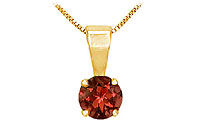 Garnet Solitaire Pendant : 14K Yellow Gold - 1.00 CT TGW