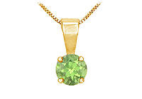 Peridot Solitaire Pendant : 14K Yellow Gold - 1.00 CT TGW