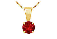 Ruby Solitaire Pendant : 14K Yellow Gold - 1.00 CT TGW