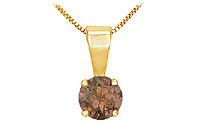Smoky Topaz Solitaire Pendant : 14K Yellow Gold - 1.00 CT TGW