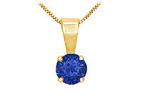 Sapphire Solitaire Pendant : 14K Yellow Gold - 1.00 CT TGW