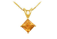 Citrine Solitaire Pendant : 14K Yellow Gold - 1.00 CT TGW