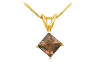Smoky Topaz Solitaire Pendant : 14K Yellow Gold - 1.00 CT TGW