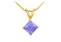 Tanzanite Solitaire Pendant : 14K Yellow Gold - 1.00 CT TGW