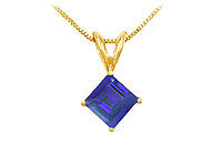 Sapphire Solitaire Pendant : 14K Yellow Gold - 1.00 CT TGW