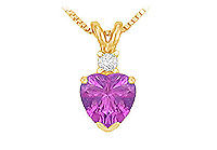 Diamond and Amethyst Solitaire Pendant : 14K Yellow Gold - 1.00 CT TGW