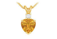 Diamond and Citrine Solitaire Pendant : 14K Yellow Gold - 1.00 CT TGW