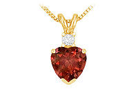 Diamond and Garnet Solitaire Pendant : 14K Yellow Gold - 1.00 CT TGW