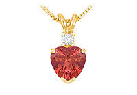 Diamond and Ruby Solitaire Pendant : 14K Yellow Gold - 1.00 CT TGW