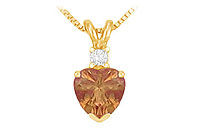 Diamond and Smoky Topaz Solitaire Pendant : 14K Yellow Gold - 1.00 CT TGW
