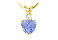 Diamond and Tanzanite Solitaire Pendant : 14K Yellow Gold - 1.00 CT TGW